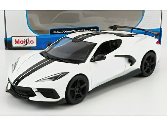CHEVROLET CORVETTE STINGRAY COUPE HIGH WING 2020 WHITE/MAISTO 1/24ミニカー