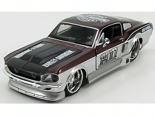 FORD USA マスタング GT HARLEY-DAVIDSON カスタム 1967 ボルドーメタリックシルバー/ MAISTO 1/24 ミニカー
