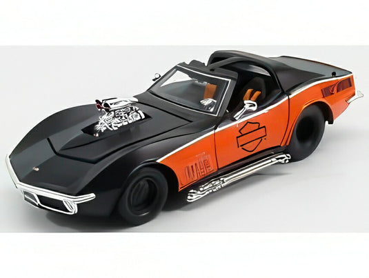 CHEVROLET CORVETTE スパイダー HARLEY DAVIDSON カスタム 1970 ブラックオレンジ/ MAISTO 1/24 ミニカー