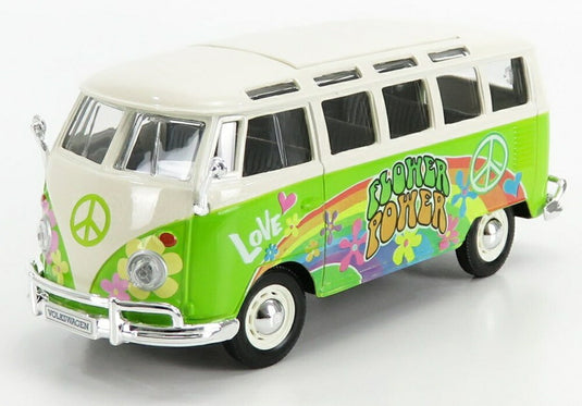 VOLKSWAGEN T1 サンバ ミニバス ヒッピーライン 1962 グリーン ホワイト/ MAISTO 1/25 ミニカー