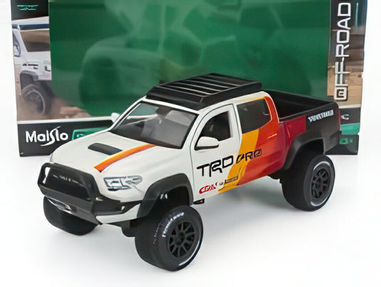 TOYOTA TACOMA ピックアップ TRD PRO 2023 ホワイト レッド オレンジ グレー/ MAISTO 1/27 ミニカー