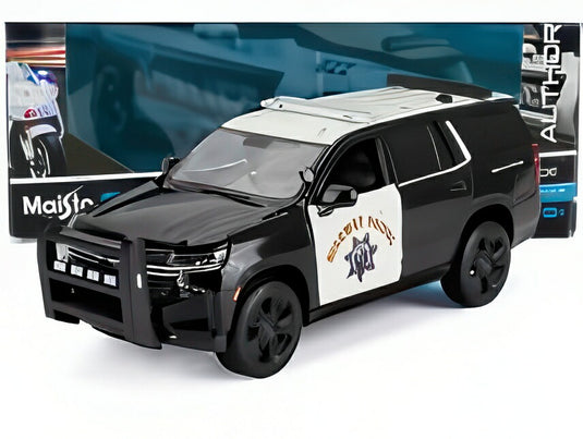 CHEVROLET CHEVY TAHOE POLICE ハイウェイパトロール 2021 ブラック/ホワイト/ MAISTO 1/26 ミニカー