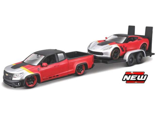 2017 シボレー コロラド ZR2 & 2015 コルベット Z06 積載車セット / MAISTO 1/24 ミニカー