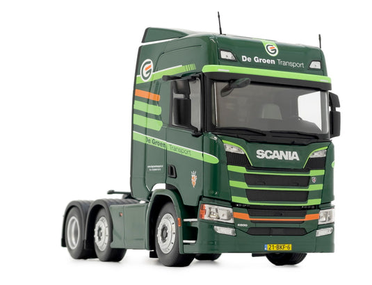 【予約】1月以降発売予定 Scania R500シリーズ 6x2 ダークグリーン De Groen Transport トラック / MARGEMODELS 1/32 建設機械模型 工事車両