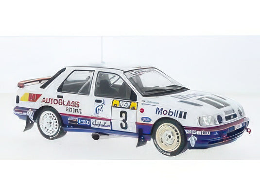 【予約】2025年発売予定FORD ENGLAND シエラ コスワース モービル1 3号車 1992年モンテカルロラリー 8位 ドライバー:ミキ・ビアシオン/ティツィアーノ・シビエロ ホワイト/ブルー/MCG 1/18ミニカー