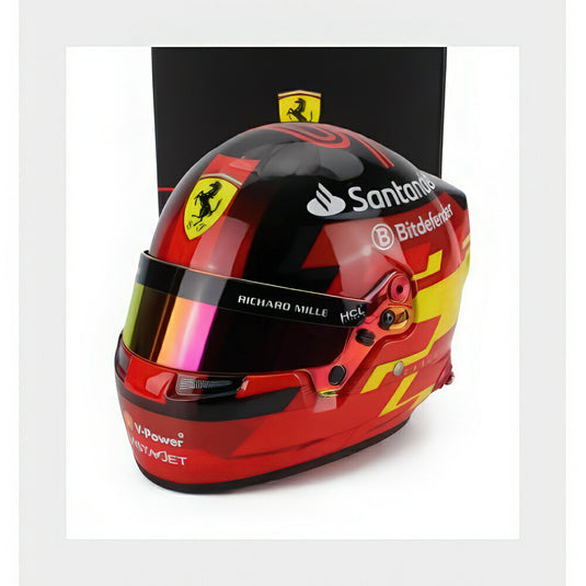 Bell ヘルメット Casco ヘルメット F1 Carlos Sainz チーム Ferrari 2024 レッド ブラック イエロー MH4100305/ MINI HELMET 1/2 ミニカー