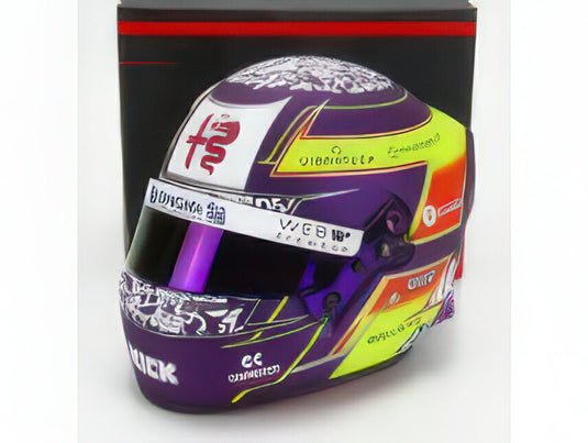 BELL HELMET - F1  CASCO HELMET ALFA ROMEO C43 TEAM STAKE N 24 SEASON 2023 GUANYU ZHOU - PURPLE WHITE YELLOW/MINI HELMET 1/2ヘルメット