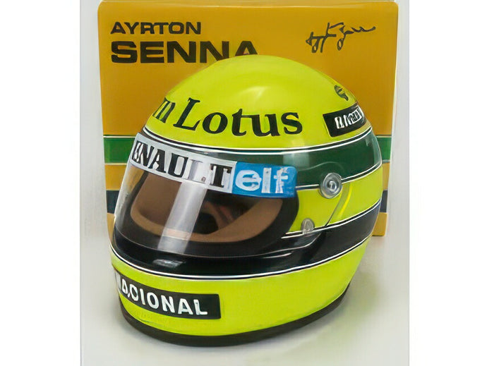 BELL HELMET F1 CASCO HELMET TEAM LOTUS 97T RENAULT TURBO N 12 SEASON 1985 AYRTON SENNA YELLOW/MINI HELMET 1/2ミニカー