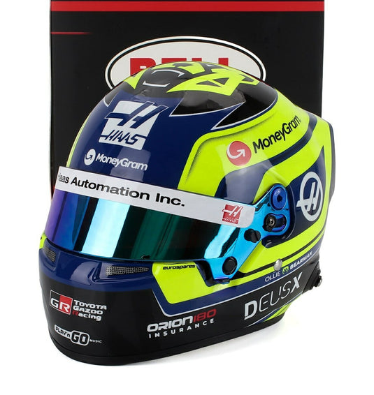 【予約】2026年発売予定BELL HELMET F1 ヘルメット オリバー・ベアマン TEAM MONEYGRAM HAAS #87 2025シーズン イエロー/ブルー / MINI HELMET 1/2 ミニカー