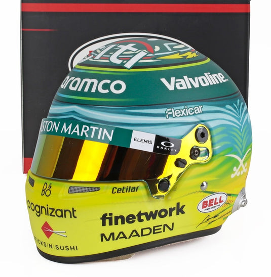 【予約】BELL HELMET F1 フェルナンドアロンソ サウジアラビアGP 2025 グリーンイエロー/ MINI HELMET 1/2 ミニカー