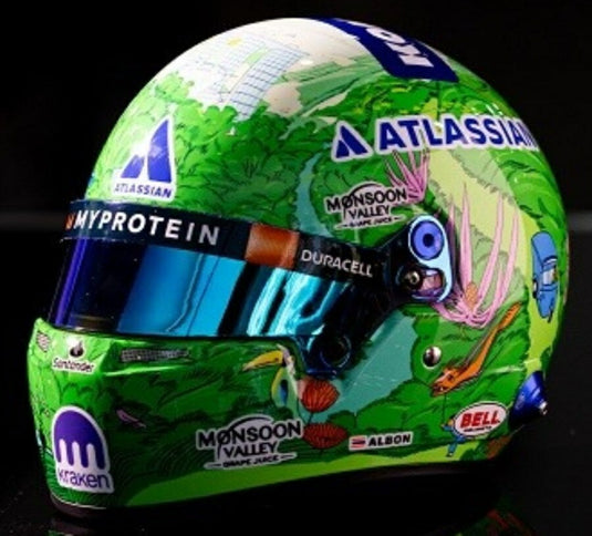 【予約】2026年発売予定BELL HELMET F1 ヘルメット アレックス・アルボン TEAM ATLASSIAN WILLIAMS RACING #23 シンガポールGP 2025 グリーン / MINI HELMET 1/2 ミニカー