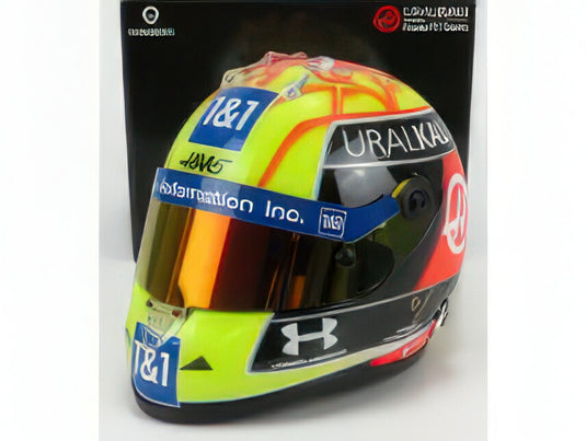 SCHUBERTH HELMET - F1 CASCO HELMET VF-21 TEAM URALKALI N 47 BRITISH SILVERSTONE GP 2021 MICK SCHUMACHER - GREEN RED BLACK YELLOW/MINI HELMET 1/2ヘルメット