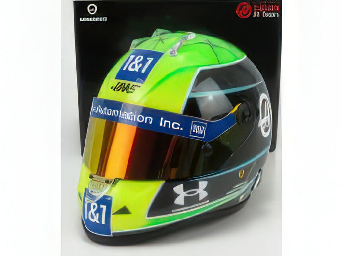 SCHUBERTH HELMET - F1 CASCO HELMET VF-22 TEAM HAAS N 47 SEASON 2022 MICK SCHUMACHER - GREEN BLACK YELLOW/MINI HELMET 1/2ヘルメット