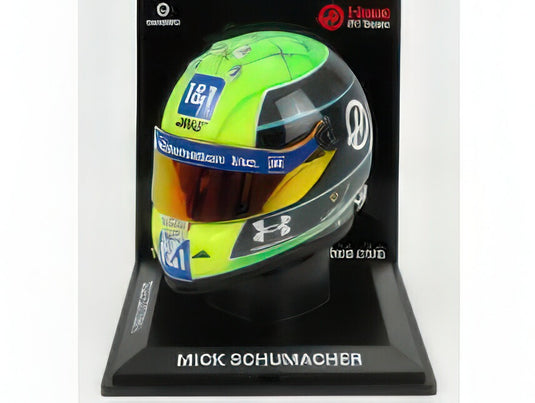 SCHUBERTH HELMET - F1 CASCO HELMET VF-22 TEAM HAAS N 47 SEASON 2022 MICK SCHUMACHER - GREEN BLACK YELLOW/MINI HELMET 1/4ヘルメット