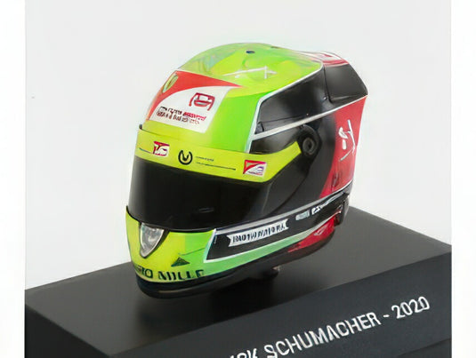 SCHUBERTH HELMET - F2 KEYRING HELMET DALLARA TEAM PREMA RACING N 20 SEASON MICK SCHUMACHER 2020 F2 WORLD CHAMPION - YELLOW GREEN RED BLACK/MINI HELMET 1/4ヘルメット