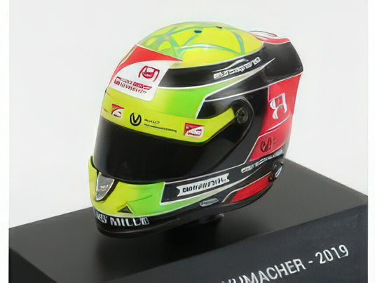 SCHUBERTH HELMET - F2 KEYRING HELMET DALLARA TEAM PREMA RACING N 9 SEASON MICK SCHUMACHER 2019 - YELLOW GREEN RED BLACK/MINI HELMET 1/4ヘルメット