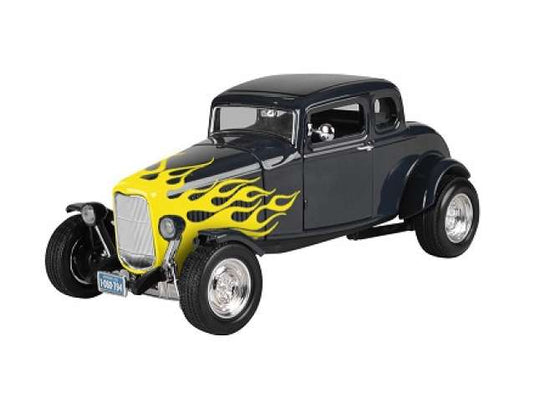 1932 Ford ホットロッド ウィンドウクーペ イエローフレイム ブラックイエロー/Motor Max 1/18ミニカー