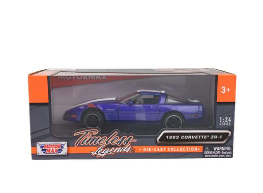 1993 シボレー コルベット ZR1 グランドスポーツ ブルー/ホワイトストライプ / Motor Max 1/24 ミニカー