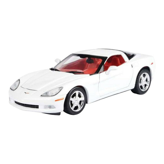 Chevroletシボレー Corvette C6 2005 White with Red Inter / Motor Max 1/24 ミニカー 模型