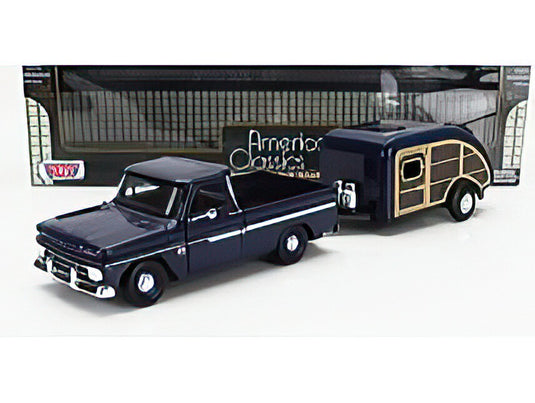 1966 シボレー C10 フリートサイド ピックアップ ハウストレーラー付 ブルー / Motor Max 1/24 ミニカー