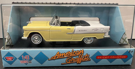 Chevroletシボレー ベルエア コンバーチブル 1955 イエロー 旧車 オープンカー 模型 / Motor Max 1/43 ミニカー 模型