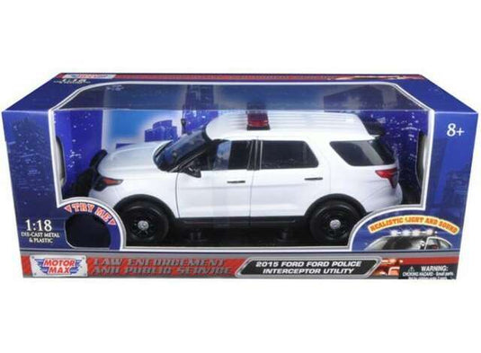 Fordフォード ポリスインターセプター 2015 ホワイト パトカー 警察車両 働く車 模型 / Motor Max 1/18 ミニカー 模型