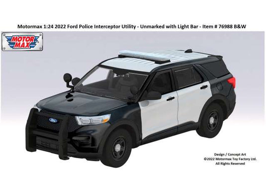 2022 フォード インターセプター ユーティリティ 警察車両 ブラック/ホワイト / Motor Max 1/24 ミニカー
