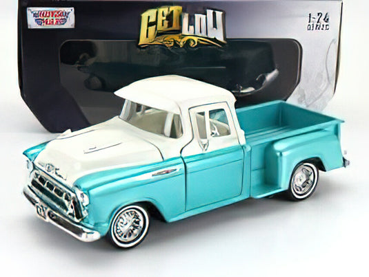 1957 シボレー 3100 ステップサイド Get Lowシリーズ グリーン/ホワイト / Motor Max 1/24 ミニカー