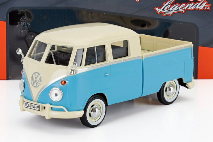VOLKSWAGEN T1 TYPE 2 ダブルキャブ ピックアップ 1962 ライトブルー ホワイト/ Motor Max 1/24 模型