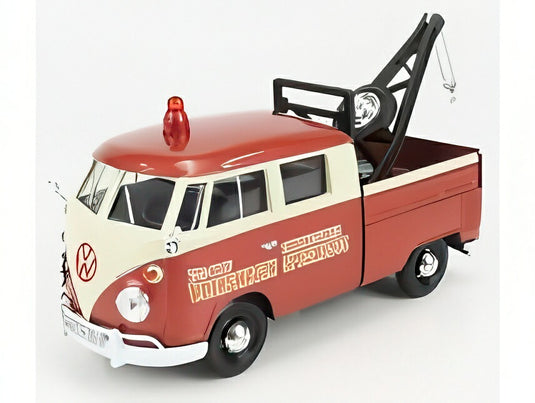 VOLKSWAGEN T1 TYPE2 ダブルキャブ ピックアップ レッカー 1961 ブラウンベージュ/ Motor Max 1/24 ミニカー