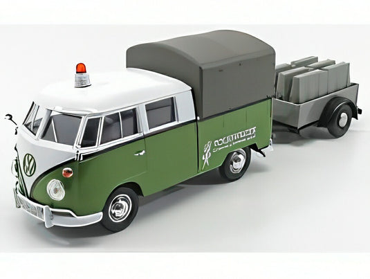 【予約】VOLKSWAGEN T1 タイプ2 ダブルキャビン ピックアップ クローズドロードサービス 1962 トレーラー付き グリーンホワイトグレー/Motor Max 1/24ミニカー