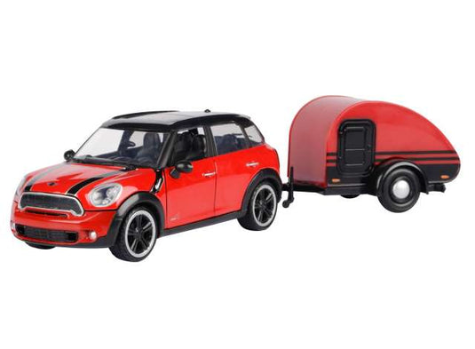ミニクーパー S カントリーマン キャンピングトレーラー付 レッド/ブラック / Motor Max 1/24 ミニカー