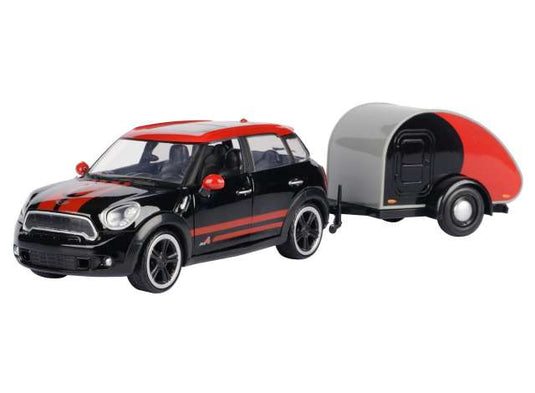 ミニクーパー S カントリーマン キャンピングトレーラー付 ブラック/レッド / Motor Max 1/24 ミニカー