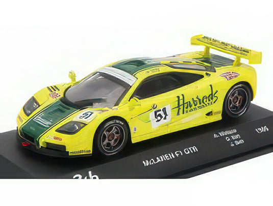 McLAREN F1 GTR BMW S70 6.1L V12 TEAM HARRODS MACH ONE RACING N 51 3rd 24h LE MANS 1995 ANDY WALLACE DEREK BELL JUSTIN BELL YELLOW GREEN/EDICOLA 1/43ミニカー