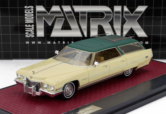 CADILLAC DEVILLE ステーションワゴン ディーンマーティン パーソナルカー 1972 クリームグリーン/ Matrix 1/43 ミニカー