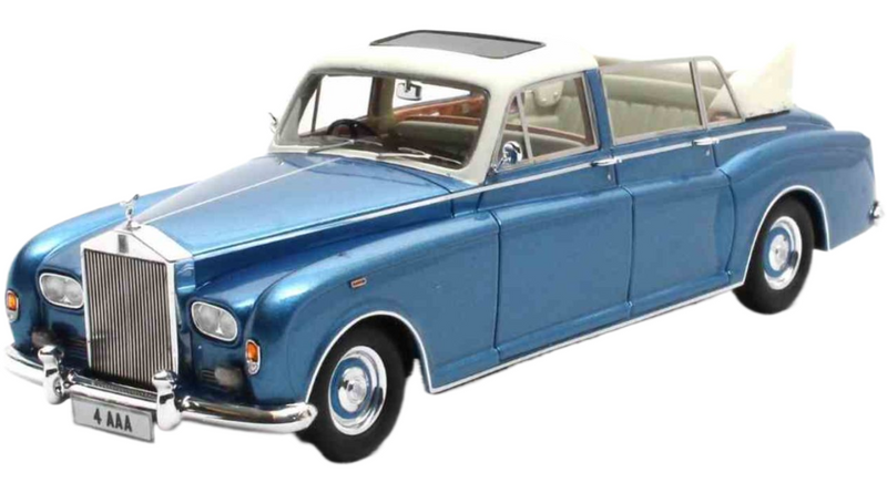 ギャラリービューアに画像をロードする, ROLLS ROYCE ファントム VI ランドーレット セミコンバーチブル オープン 1973 ライトブルーホワイト/ Matrix 1/43 100台限定ミニカー
