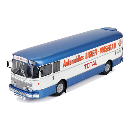 SAVIEM サビエム S45 オートバストランスポーター サービスコース Ligier Maserati リジェマセラティ 1974 ブルー ホワイト / EDICOLA 1/43 ミニカー トラック模型