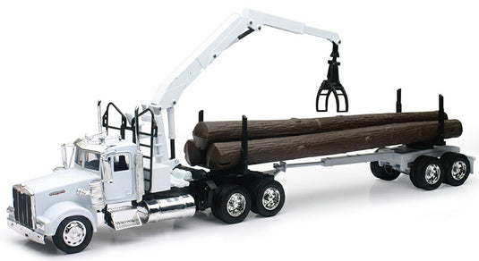 Kenworthケンワース W900 in White ホワイト with Log Hauler ログハウラー / NEW-RAY 1/32 模型