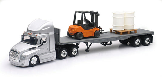Freightlinerフレイトライナー Cascadia Tractorトラクター with Flatbed and For / NEW-RAY 1/43 トラック商用車 模型