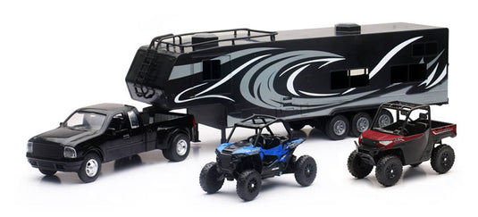 Dually Pickup Truck with Trailer and Polarisポラリス RZR / NEW-RAY 1/32 ミニカー 模型