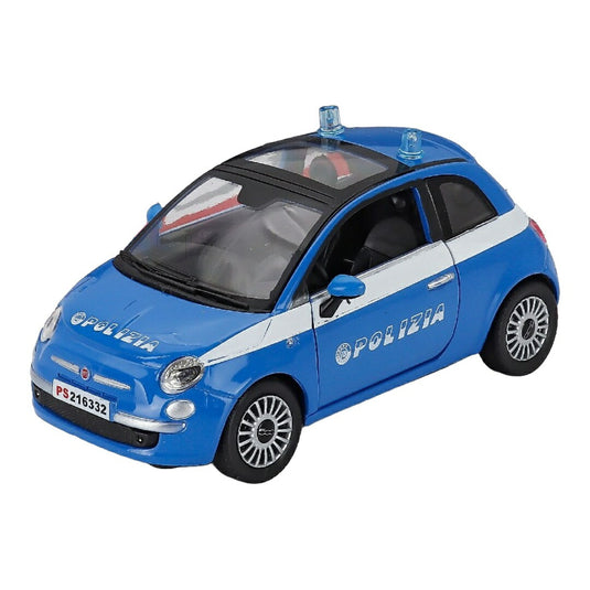 Fiatフィアット Nuova 500 Polizia ポリス 2007 ライトブルー ホワイト / NEW-RAY 1/24 ミニカー