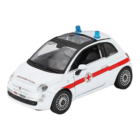 Fiatフィアット Nuova 500 C.R.I. Croce Rossa Italiana 2007 ホワイト レッド 救急車仕様 / NEW-RAY 1/24 ミニカー