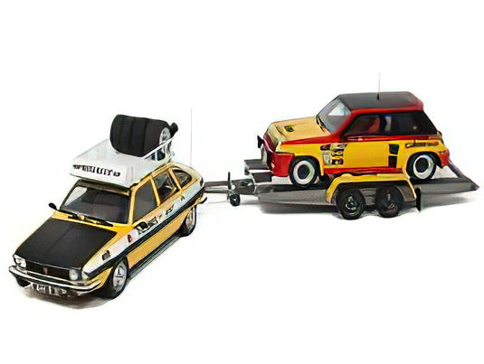 【予約】8月以降発売予定RENAULT  RALLY SET  R30 TEAM RENAULT SPORT RALLY ASSISTANCE + TRAILER + R5 TURBO TEST CAR 1979  YELLOW BLACK RED/OTTO 1/18ミニカー