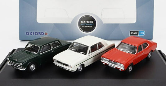 FORD ENGLANDフォードイングランド セット 3x コルチナ MKI 1962 MKII 1967 MKIII 1973 グリーン ホワイト オレンジ / oxford 1/76 ミニカー