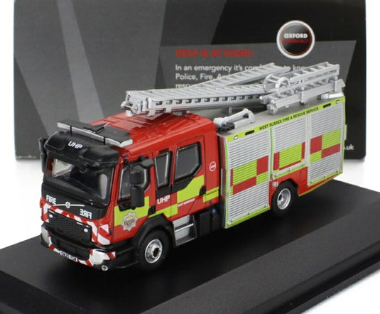 VOLVOボルボ FL タンク車 消防車 2018 レッド イエロー シルバー / oxford 1/76 ミニカー