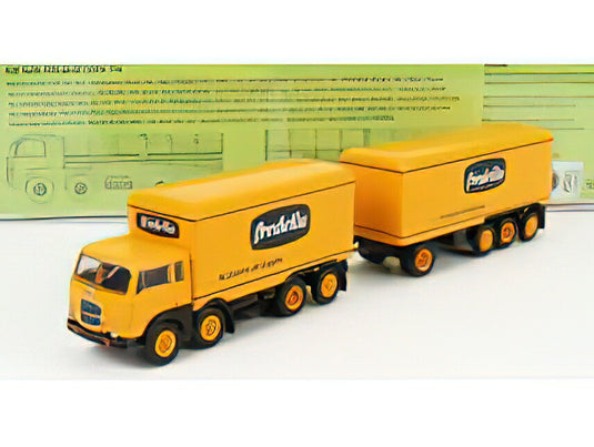 FIAT 690 TRUCK MILLEPIEDI 4-ASSI FREDELLA LA PASTA DI FOGGIA 1961 YELLOW BLACK/BREKINA 1/87ミニカー