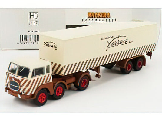 FIAT 690 T TRUCK 3-ASSI TELONATO INDUSTRIA DOLCIARIA FERRERO 1960 BEIGE BROWN/BREKINA 1/87ミニカー