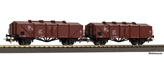 HOゲージ 鉄道模型 Piko ピコ DR Set of 2 Kmm folding lid wagons Era IV DC