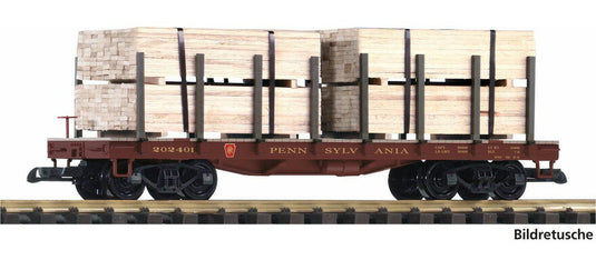 Gゲージ 鉄道模型 Piko ピコ PRR stake car with real wood load DC