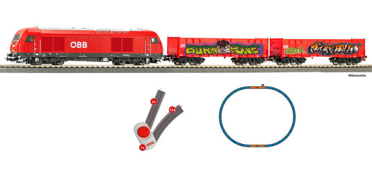 HOゲージ 鉄道模型 Piko OeBB 貨物列車スターターセット Rh 2016 A-track with ballast DC